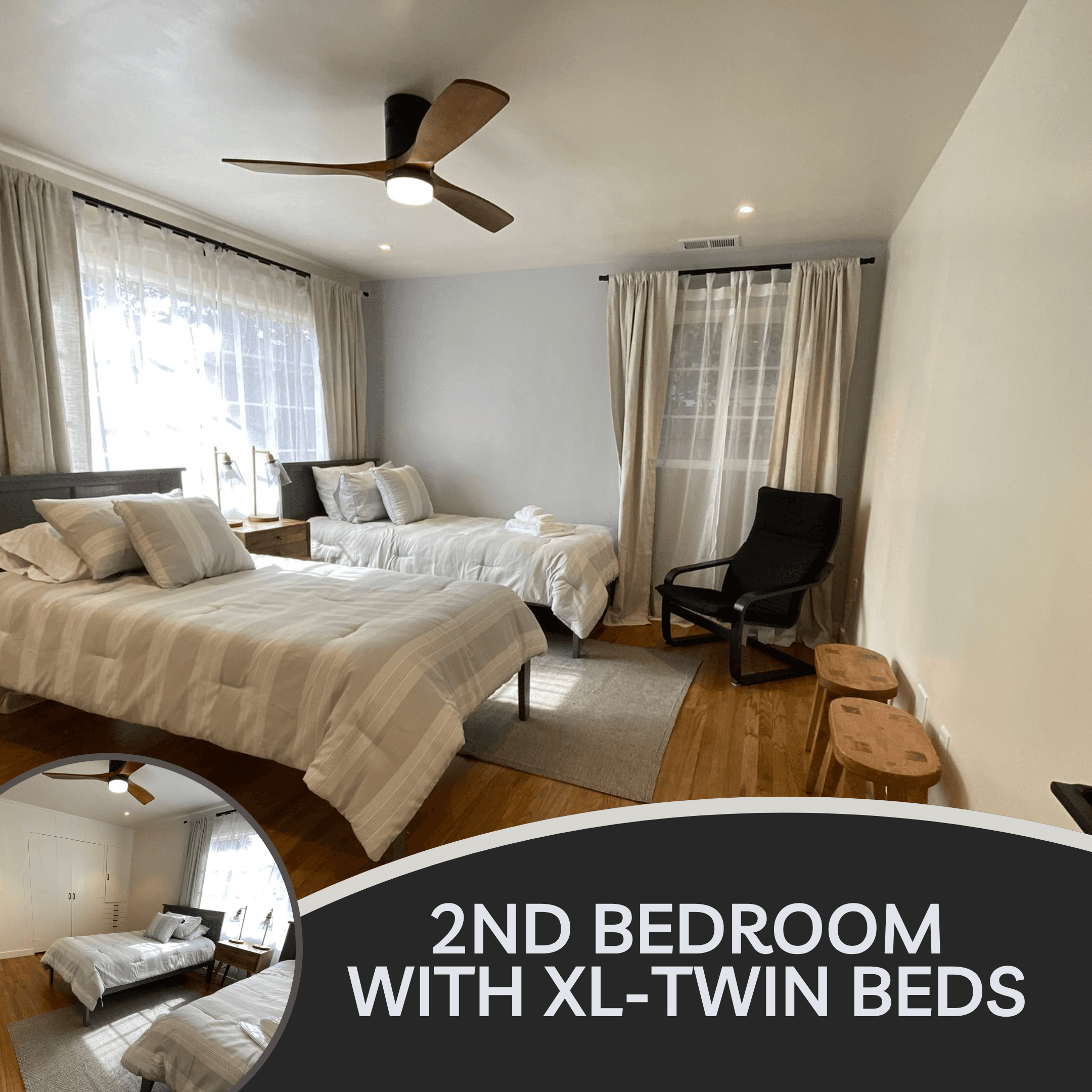2nd bedroom with XL twin beds
